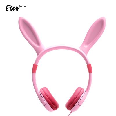 China Eson Style OEM Adjustable Rabbit Wired Ear Headphone Foldable Kids Headphones Adjustable On Ear 3.5mm Jack 85DB Kids Headphones for sale