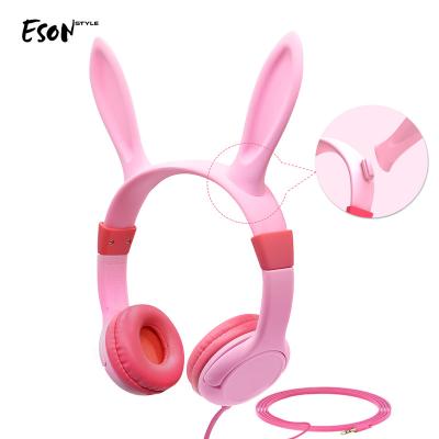 China Eson Style Kids Bunny Ear Headphones Children Girls Adjustable Foldable Teens Boys Over Ear Headphones 3.5mm Jack for sale