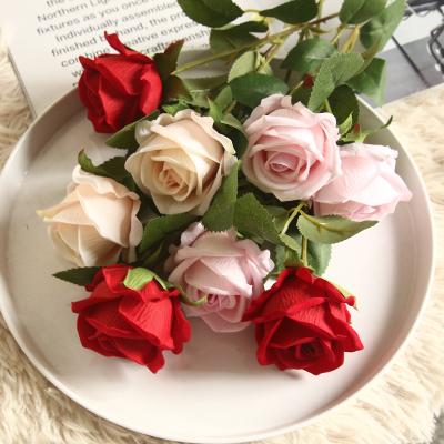 China SYB03339 Artificial Flowers Home Decorative Wedding / Wedding Favors Velvet Flowers Rose Flowers For Wedding Decoration Artificial for sale