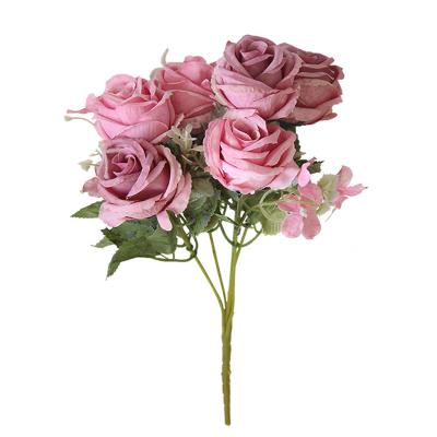 China SYB55504 Home Decoration Factory Direct Decorative Flowers Wedding/Wedding Favors Artificial Rose Flowers Bouquet For Wedding Decoration for sale