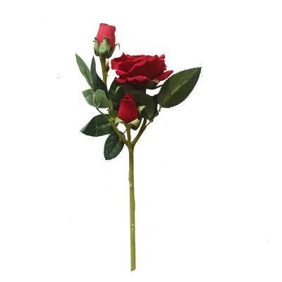 China SYB03335 Wedding/Home Decorative Artificial Flowers Wedding Decoration Supplies Velvet Roses Wedding Artificial Rose for sale