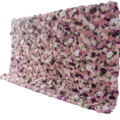 China Wedding Artificial Flowers Flower Panel Roll Up Fabric Back White Rose Large Artificial Fabric Flower Wall Backdrop for sale