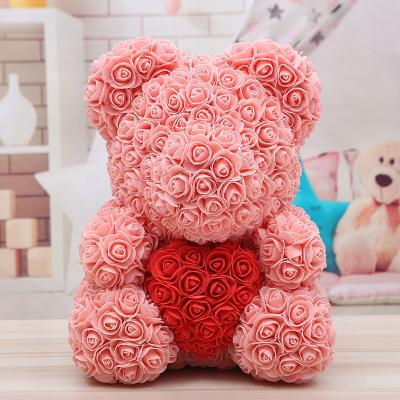 China PE & Foam Filling 40CM Teddy Bear Artificial Flowers Mother's Day Gifts Flowers Decorative Teddy Rose Bear For Valentine's Day Gifts for sale