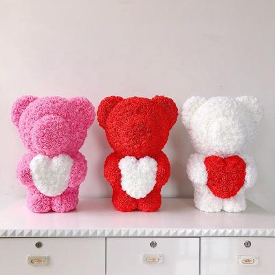 China PE & Foam Filling 60CM Standing Teddy Rose Bear Artificial Flowers Christmas Gifts PE Foam Teddy Rose Bear For Valentine's Day Gifts for sale