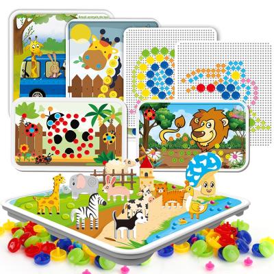 China Wholesale Button Safe Art Toy For Toddler, Mosaic Pegboard For Kids, Color Matching Early Learning Educational Toy for sale