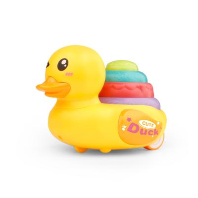 China Light and Music Duck Toy Light Music Educational Pressing Sliding Press Duck Inertial Pull Back Light Scooter Kids and Music Crawling for sale