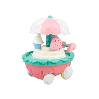 China Newest Plastic Baby Toy Press and Race Toys Friction Car Musical Diy Ice Cream Smart Car for sale