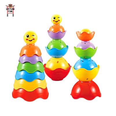 China 2021 Hot Selling Waterprrof Amazon Silicone Stacking Cup Stackable Educational Toy Soft Silicone Baby Stacking Cups for sale