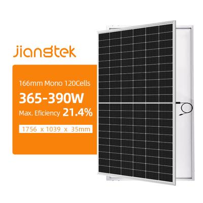 China JIANGTEK Solar Power System 365W 370W 380W 390W 395W Black Half Cut Mono Cell 163mm Solar Panel With CE TUV Certificate for sale