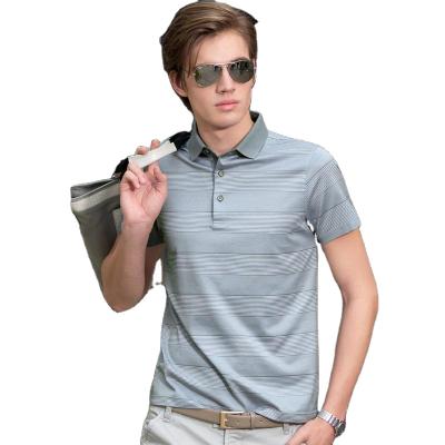 China High Quality Anti-pilling Customize Casual Knitted Stripe Polo T-shirt Men for sale