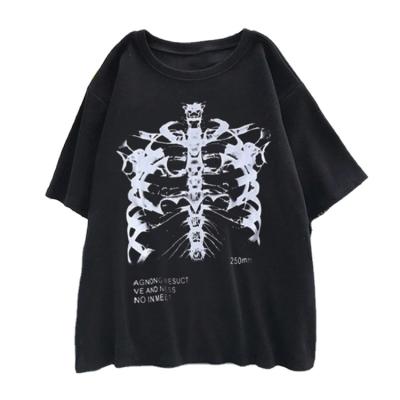 China Custom Oversized Anti-Wrinkle T-shirt Heart and Lung Print Short Sleeve Summer Harajuku Dark Tees for sale