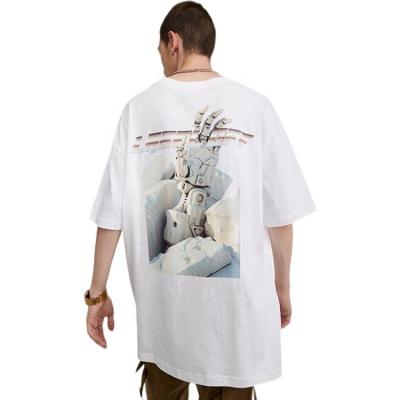 China QUICK DRY Oversized 100% Cotton Plus Size Mens Heavy White Graphic T Shirts Refine Custom Made Tees With Logo Print Tees for sale