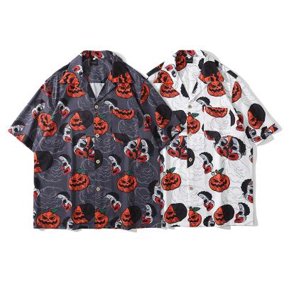 China Anti-Wrinkle Joker Pumpkin Clown Best News Designs Boxy Print Halloween Festival Shirts For Men for sale