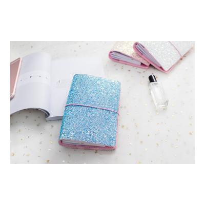 China New Product Original High Quality PU Leather Notebook Colorful Glitter Journal Notebook for sale