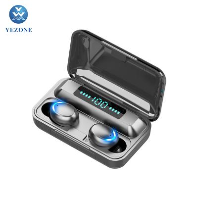 China Mini Headphones f9 TWS 5.0 Wireless Power Earbuds Smart Sports Gaming Charging Headset Digital Display With LED Display for sale