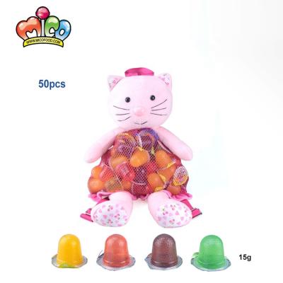 China 2020 Low Fat New Assorted Fruit Packed Jelly Cup Pudding Candy In Cat Doll Bag Cute for sale