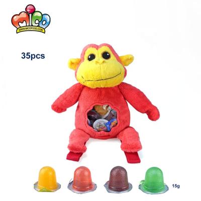 China New Fruit Monkey Jelly Candy In Cartoon Doll Backpack Low Fat Packed Bag for sale