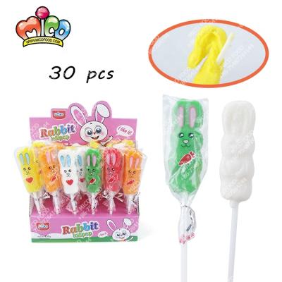 China Natural Halal 15g Multi Colors Fruit Bunny Shape Soft Candy Lollipop for sale