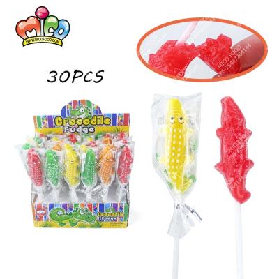 China Natural Halal 15g Multi Colors Fruit Crocodile Shape Sweet Candy Lollipop for sale