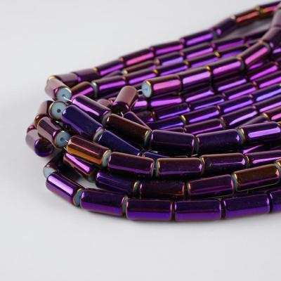 China Wholesale Brilliant Standard Workmanship Eco - Friendly Fine Jewelry Making DIY Cylinder Purple Glass Bead for sale