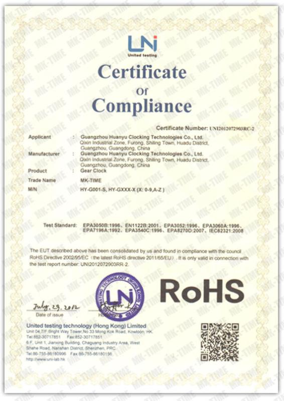 ROHS - Guangzhou Huan Yu Clocking Technologies Co., Ltd.