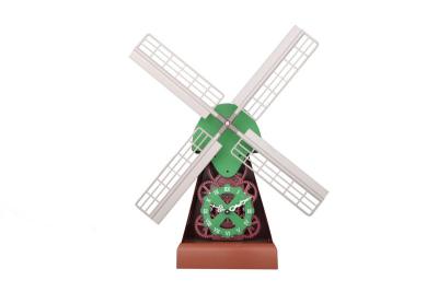 China Reloj verde mecánico del escritorio del engranaje del molino de viento de Holanda en venta