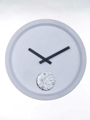 China 12 inch Metal Gear Clock , Pure White Modern Clocks for sale