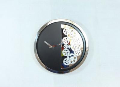 China Round 12 Hour Metal Gear Clock , Art Wall Hanging Clocks for sale