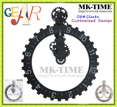 China Customized Big Gear Wall Clock OEM Designs With Metal / ABS And Quartz Movement for sale