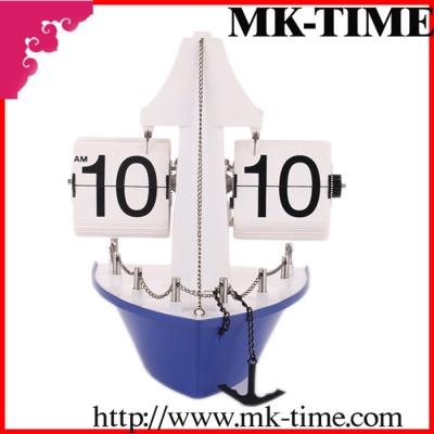 China Blue Sailing Ship Flip Down Clock Antique For Men Gifts for sale