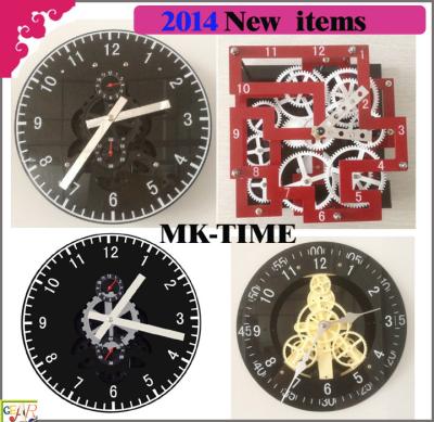 China Latest ODM Gear Wall Clock With Roman Alphabet and Black Background for sale