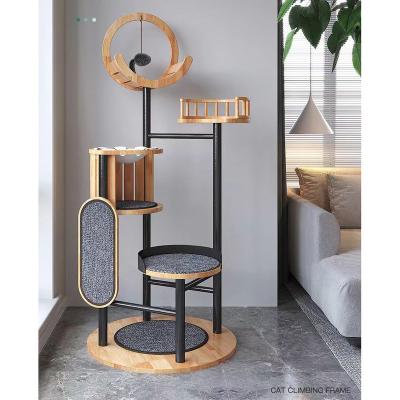 China Large Size High Quality Small Stuffed Cat House Cat Scratcher House Tower Housing Cat Trees Solid Wood Climber Tree for sale