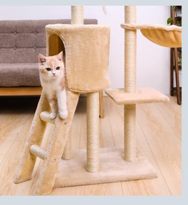 China Wholesale Modern Indoor Wood Scratcher Funny High Quality Wooden Bedrooms Large Tower Cats Tree for sale