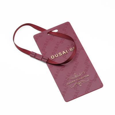 China Sustainable Luxury Custom Thick Hang Tags Custom Logo Tags Design Hang Tag Plastic String With Rope for sale