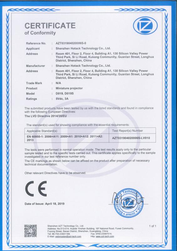 CE - Shenzhen Hotack Technology Co., Ltd.