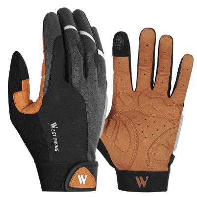 China Cycling Full Finger Gloves Anti-Slip Touch Screen Motorcycle Gloves Anti-Static Dustproof Sports WESTERN BIKING Bicycle Shockproof Gloves for sale