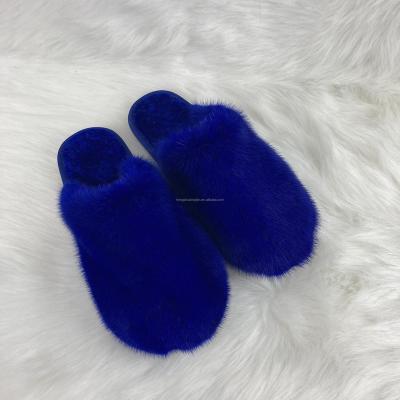 China 2021 Anti-odor fur slides slipper fashion fox fur slippers with logo customized for sale