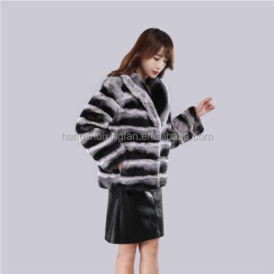 China 2019 wholesale women's anti-shrink gently feel Rex Rabbit Fur Chinchilla Coat for sale