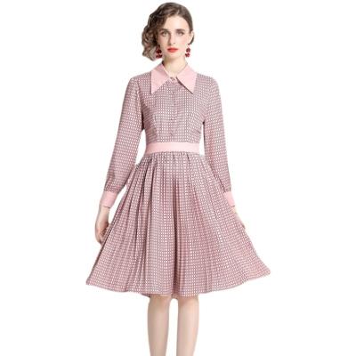 China XC5691068 Anti-wrinkle temperament and elegant shirt skirt 2022 new spring dress long-sleeved pungent pleated women for sale