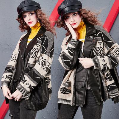 China The new station NS75970138 viable European charm fur knit jacket Korean version of the sweater cardigan loose leather coat for sale