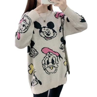 China LDY611045-new QUICK DRY loose sweater sweater knit sweater cardigan Mickey cartoon pattern top for sale