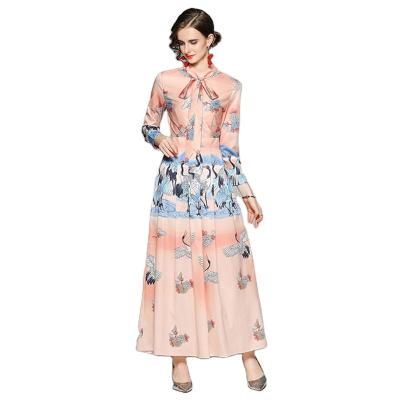 China DD7865075 European and American size waist fashion thin positioning printing anti-wrinkle dress for sale