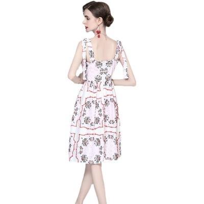 China Station XC8601060-2021 Washable European Fashion New Summer Suspender Slim Diet Printed Dress for sale