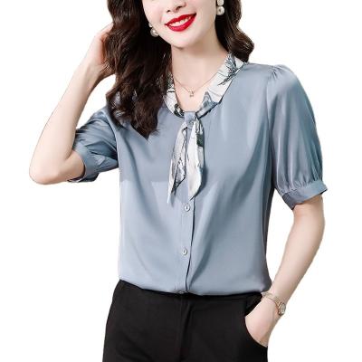 China 2022 New Summer Ladies French Design Short Sleeve V-Neckline Anti-Wrinkle Shirt Chic Top ES9073043 for sale