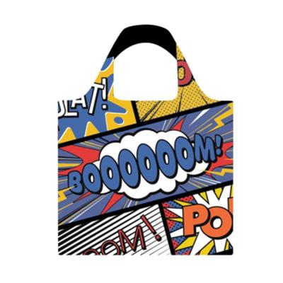 China Wholesale Folding Handled Printing Supermarket Shopping Bag Nylon Environmental Collapsible Drawstring Tote Bag for sale