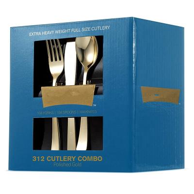 China 312 western plastic silverware set gold plastic cutlery set disposable silverware set 104 plastic forks, 104 plastic spoons, 104 plastic for sale