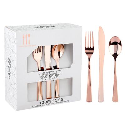 China Disposable Gold 300 Plastic Silverware Set, Disposable Cutlery, Heavy Flatware Utensils For Weddings Parties for sale