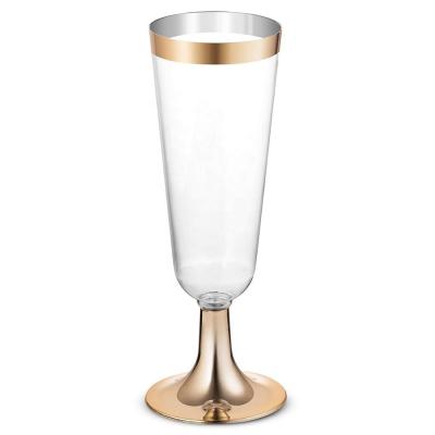 China Viable Disposable Champagne Flutes | 5.5 oz. Clear Hard Plastic Party & Wedding Mugs | Premium Heavy Duty Plastic Champagne / Bloody Mary for sale