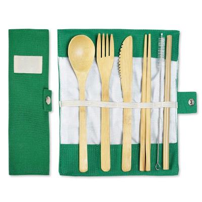 China Disposable Bamboo Cutlery Set Wooden Straw Reusable Cutlery Travel Set Portable Reusable Utensils Bamboo Silverware | fork knife spoon chop for sale