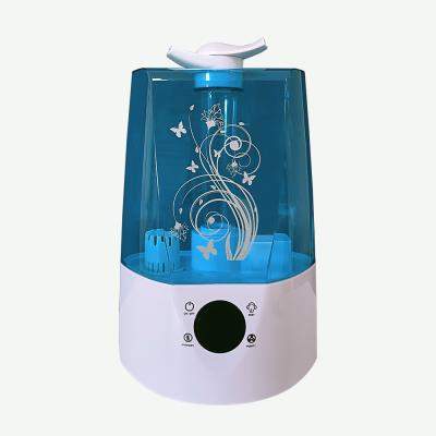 China Humidity Control 45%-90% Double 2.6L Spray Nozzle Ultrasonic Humidifier With Electronic Screen Controller for sale